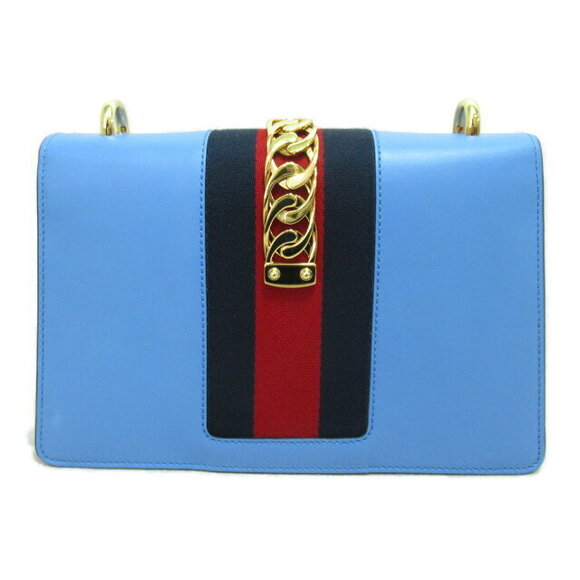 Gucci Sylvie Shoulder Bag Leather Blue - Picture 2 of 9